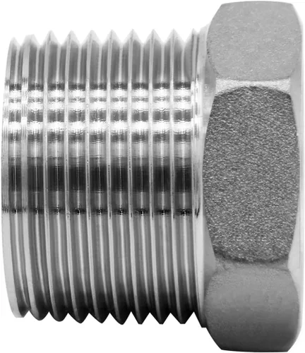 Vista 6 de Adaptador de acero inoxidable de 1 pulgada macho NPT a 1/2" hembra NPT reductor hexagonal buje adaptador de montaje de tubería (paquete de 5)
