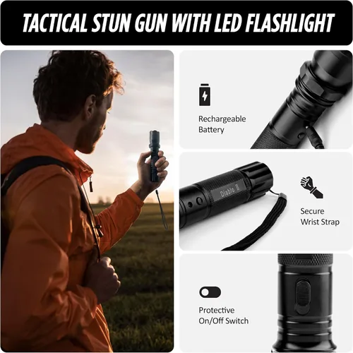 Vista 2 de Guard Dog Security Diablo 2 - Pistola eléctrica táctica para defensa personal con linterna LED para hombres, mujeres, potencia de fuerza policial