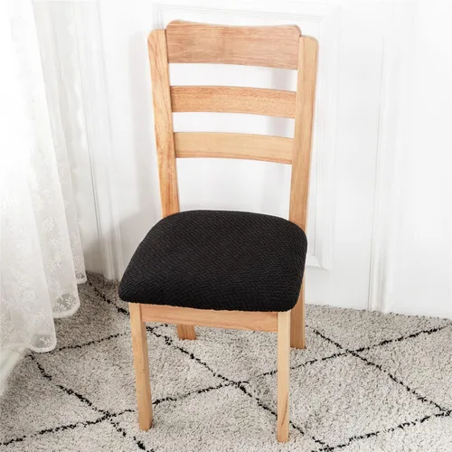 Vista 2 de Fundas de asiento de terciopelo para sillas de comedor, fundas elásticas para sillas de comedor, fundas de asiento elásticas con lazos para comedor