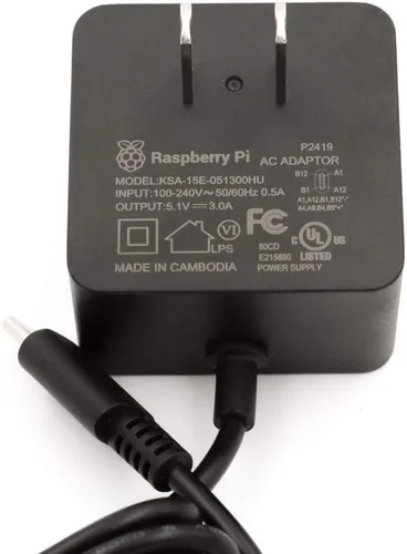 Vista 4 de Raspberry Pi Fuente de alimentación USB-C de 15W US - Negro