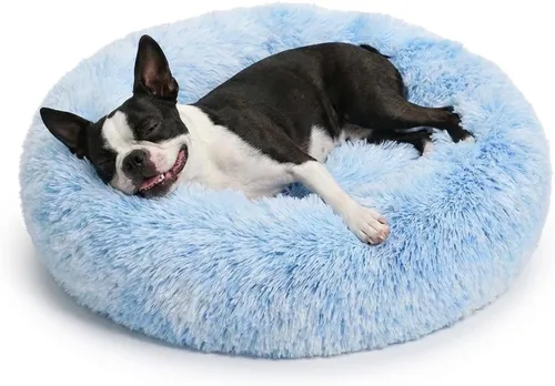 Vista 65 de Cama para perros pequeños, cama calmante para perros pequeños, antiansiedad, cama para cachorros, lavable a máquina, esponjosa, de lujo Verde militar