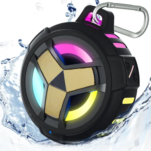 Vista 19 de EBODA Altavoz de ducha Bluetooth, altavoces Bluetooth portátiles, altavoz inalámbrico impermeable IP67 con luz LED, flotante, 2000 mAh, estéreo