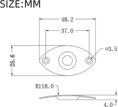Vista 2 de Metal 1/4 "Oval Guitarra Entrada Jack Salida Placa Jackplate Socket para Fender Strat Tele (negro)
