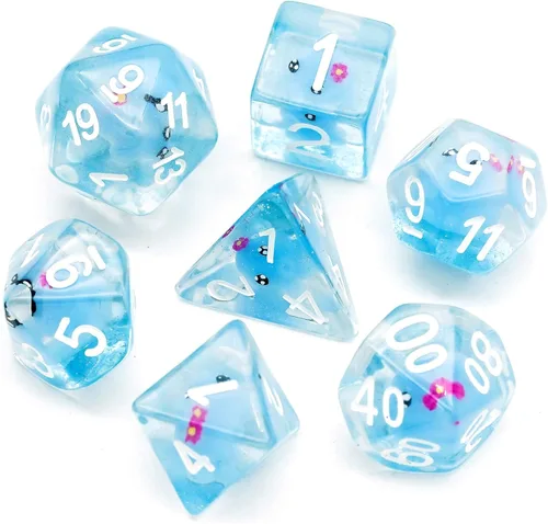 Vista 41 de Cusdie 8 dados DND, juego de dados poliédricos rellenos de animales, juego de dados de animales para juegos de rol, dados D&D