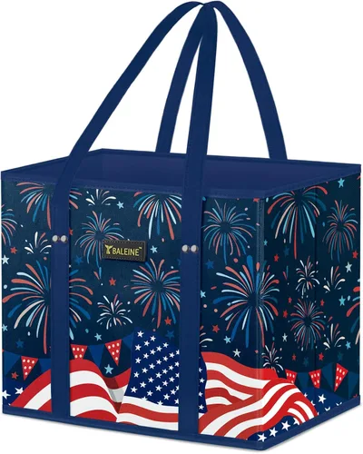 Vista 56 de BALEINE 1 paquete de bolsas reutilizables para comestibles, bolsas de compras plegables para comestibles con parte inferior reforzada y asas Follaje