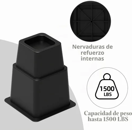 Vista 5 de Elevadores de cama de 3, 5 u 8 pulgadas, resistentes, elevadores de muebles ajustables para cama, sofá, mesa, silla, soporta hasta 1500 libras