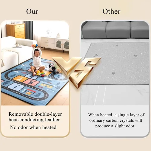 Vista 7 de JKGHK - Tapete calefactable eléctrico de grafeno, alfombra de cuero para interiores con temporizador, almohadilla térmica eléctrica para decoración