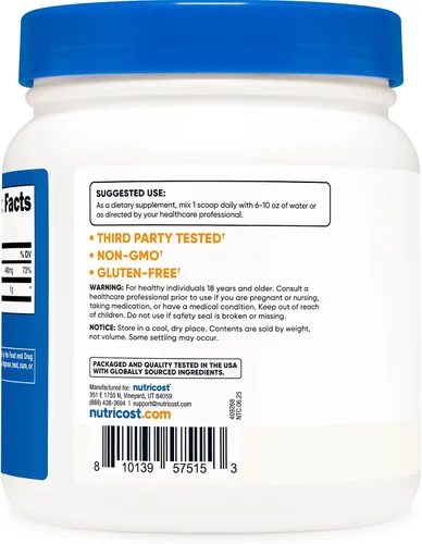 Vista 4 de Nutricost Polvo de bitartrato de colina pura 17.64 oz