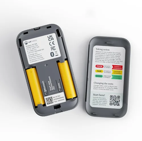 Vista 2 de Airthings 325 Corentium Home 2 Detector de radón inteligente digital portátil - Prueba de radón fácil de usar con conectividad Bluetooth y sensores
