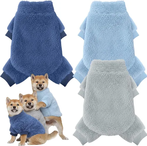 Vista 6 de Reginary 3 piezas de pijamas para perros, ropa para cachorros, abrigos de invierno, pijamas elásticos para cachorros, mono esponjoso, suéter