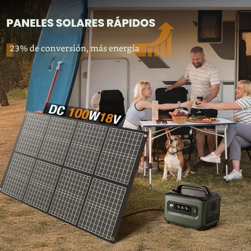 Vista 2 de Paneles solares portátiles de 100 vatios, panel solar plegable de 100 W para estación de energía, camping, senderismo, vida fuera de la red, paneles