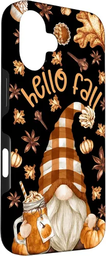 Vista 3 de Pumpkin Spice Coffee Hello Fall Funny Thanksgiving Gnome Case for iPhone 16