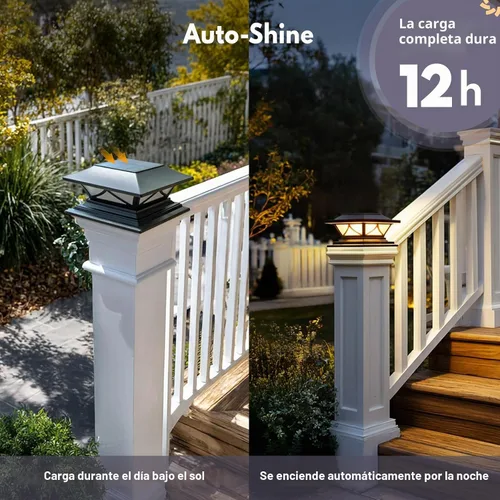 Vista 10 de Paquete de 2 luces solares para postes de madera, impermeables, para postes de madera de 4 x 4, 5 x 5, 6 x 6, luces solares para postes de valla