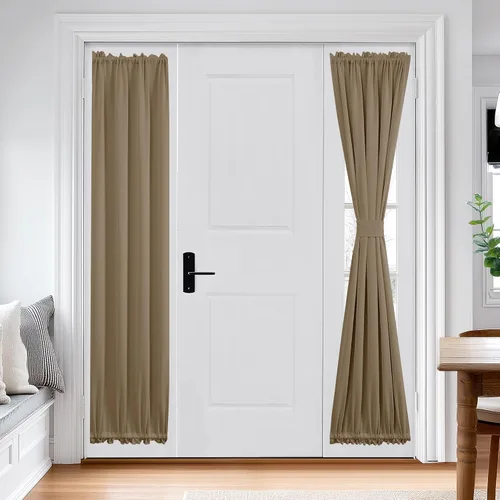 Vista 47 de Deconovo Cortinas opacas para puerta, bolsillo para cortinero y cortinas de bloqueo con aislamiento térmico para dormitorio, 137.16 x 189.2 cm, azul
