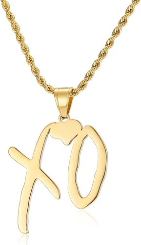 Vista 4 de IDesign Collar con colgante de hip hop XO con cadena de cuerda, joyería de rapero de hip hop rock