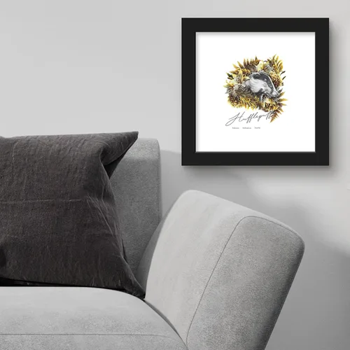 Vista 3 de Trends International Gallery Pops - Póster de pared de Harry Potter Hufflepuff Crest Romance, 12 x 12 pulgadas, versión enmarcada en negro