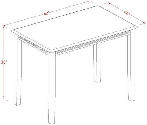 Vista 3 de East West Furniture YAT-ANA-T Yarmouth - Mesa rectangular de comedor para cocina, 30 x 48 pulgadas, natural