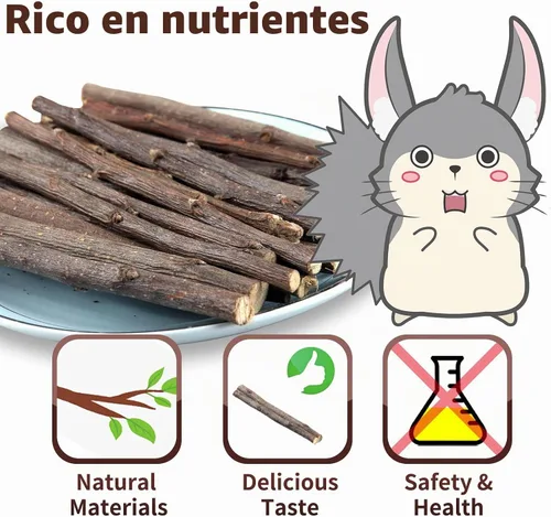 Vista 10 de 50-60 PCS Natural Rabbit Chew Toys, Treats, Timothy Sticks, Apple Sticks, Sweet Bamboo for Guinea Pig, Hamster, Chinchilla, Rat, Small Animals