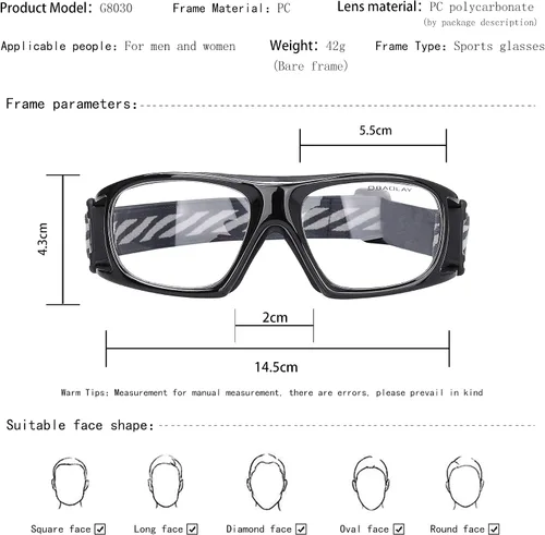 Vista 2 de SooGree Gafas deportivas para baloncesto, fútbol, fútbol, gafas protectoras de seguridad, gafas de raquetbol para adultos, lentes reemplazables