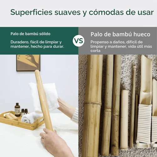 Vista 6 de Varilla de masaje de bambú - Rodillo para moldear el cuerpo, herramienta de masaje Guasha para relajar los músculos