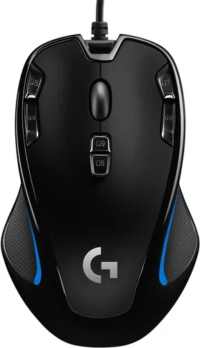 Vista 2 de Logitech G Mouse para juegos con cable 300s, sensor 2,5K, 2,500 DPI, RGB, ligero, 9 controles programables, memoria a bordo, compatible con PCMac