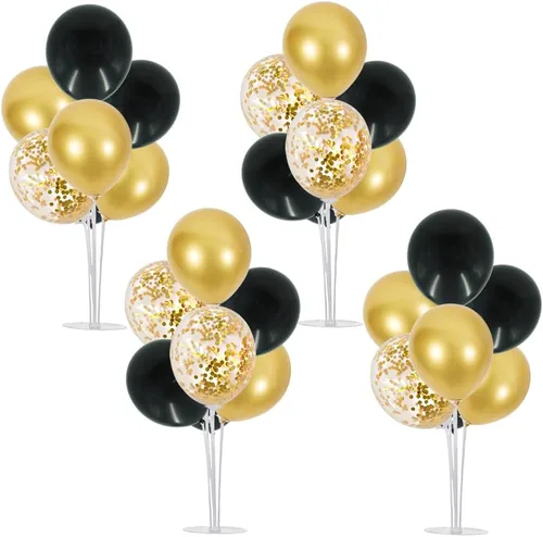 Vista 44 de TONIFUL Juego de 4 centros de mesa de globos de color negro, azul y Negro Azul Plata
