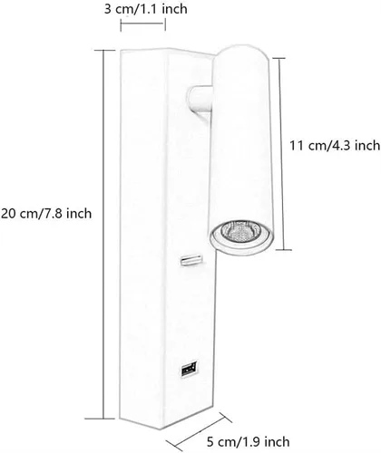 Vista 7 de Lámpara de pared para dormitorio, lámpara de lectura moderna para escritorio, foco LED con interruptor de botón y puerto de carga USB, luz giratoria