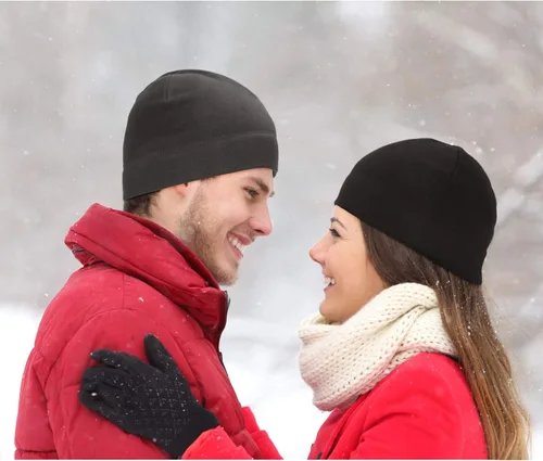 Vista 7 de SATINIOR 6 gorros cálidos de invierno con forro polar y guantes térmicos antideslizantes para pantalla táctil