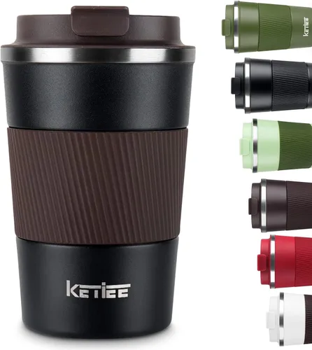 Vista 13 de KETIEE Taza de café de 12 oz: Taza de café con aislamiento al vacío y tapa a prueba de fugas, taza de viaje de acero inoxidable con doble pared