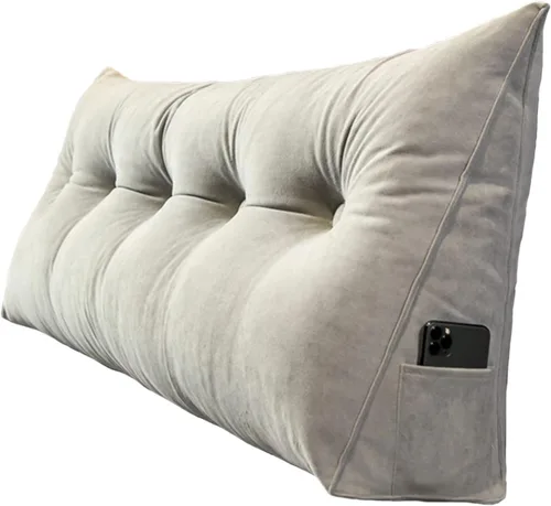 Vista 8 de Almohada de cuña para cama tamaño Queen y tamaño King, cabecera de cama triangular para lectura, almohada de respaldo grande con funda de almohada