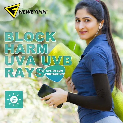 Vista 3 de Newbyinn Mangas de protección solar UV para hombres, mujeres y jóvenes, manga refrescante para cubrir el tatuaje del brazo, cubierta de brazo