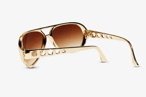 Vista 3 de NEON NATION The King of Rock and Roll - Gafas de sol grandes para disfraz de Las Vegas Dorado