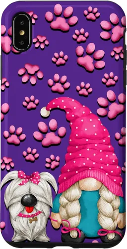 Vista 10 de iPhone 11 - Cosas de gnomo púrpura para mujer, patrón de pata rosa para perro, mamá