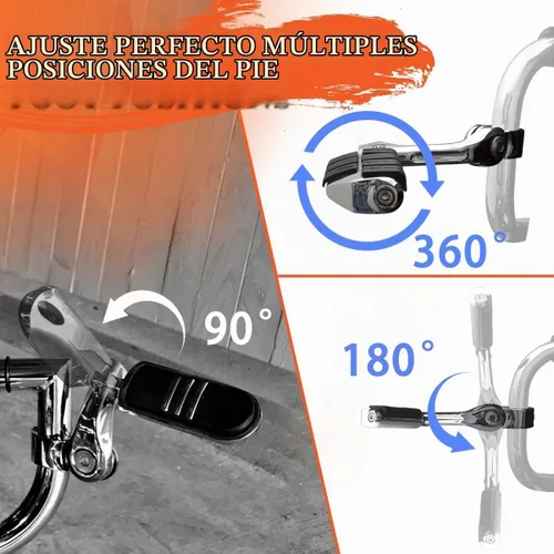 Vista 3 de FOVPLUE Estriberas de carretera de 1.25" para Harley Touring Softail Dyna CROMO LARGO ANGULADO