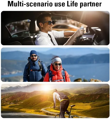 Vista 9 de Lentes de sol inteligentes Bluetooth para hombres y mujeres, gafas de audio con altavoces, protección UV400, asistente de voz, disparo remoto, carga