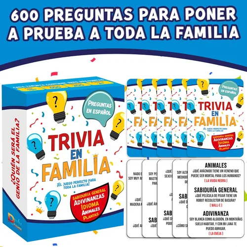 Vista 3 de Trivia en Familia – Juego de Mesa en Español para Familia, Amigos, Adultos y Adolescentes Juego de Cartas Trivia Divertida y Educativa