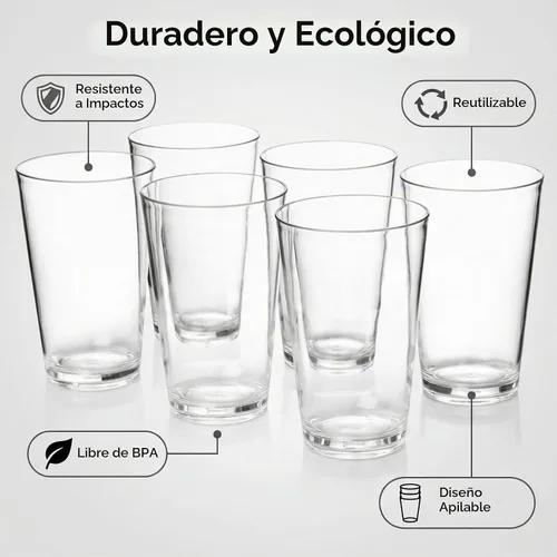 Vista 8 de AOYITE Vasos de plástico de 18 onzas para jugo de agua, aptos para lavavajillas, sin BPA, juego de 6 vasos de alta calidad