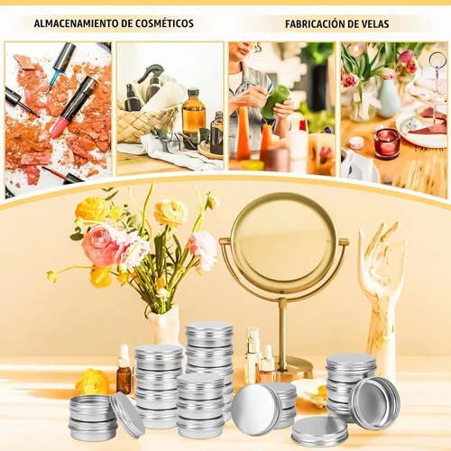 Vista 5 de Paquete de 24 tarros de lata de 1 onza, latas de metal de 1 fl oz, recipientes de lata de aluminio de 1 onza con tapa de tornillo para barras