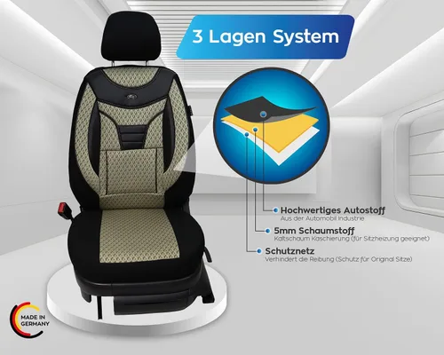 Vista 5 de BREMER SITZBEZÜGE Fundas de asiento personalizadas para Suzuki Jimny 1 902 902 - Negro/Beige