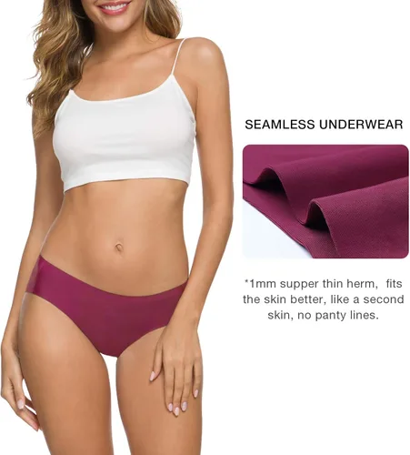 Vista 3 de Altheanray - Ropa interior sin costuras para mujer, ropa interior de bikini suave y elástica, paquete múltiple