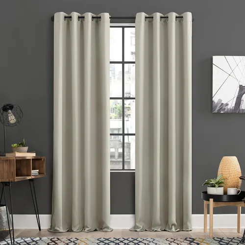 Vista 17 de Sun Zero Soho - Juego de 2 paneles de cortinas opacas de eficiencia energética con ojales, 54 x 63 pulgadas, color blanco paloma Oyster White