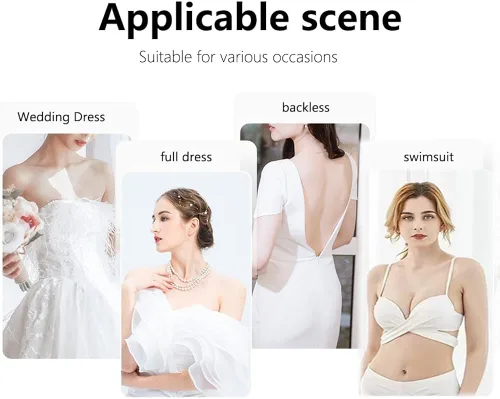 Vista 5 de JIFRONT Brasier adhesivo, brasier autoadhesivo, brasier de silicona reutilizable invisible sin tirantes, sujetadores sin espalda para mujer