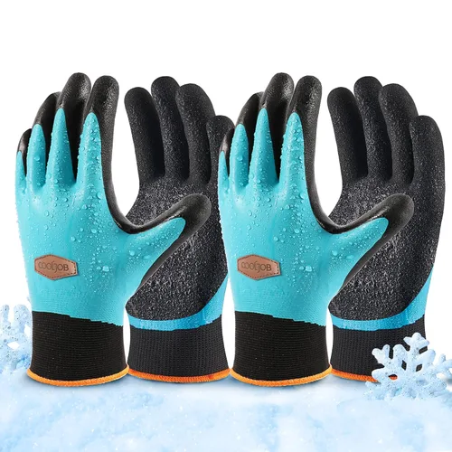 Vista 6 de COOLJOB Guantes impermeables de invierno para congelador para trabajar en jardinería, pesca, trabajador de construcción, doble revestimiento de goma