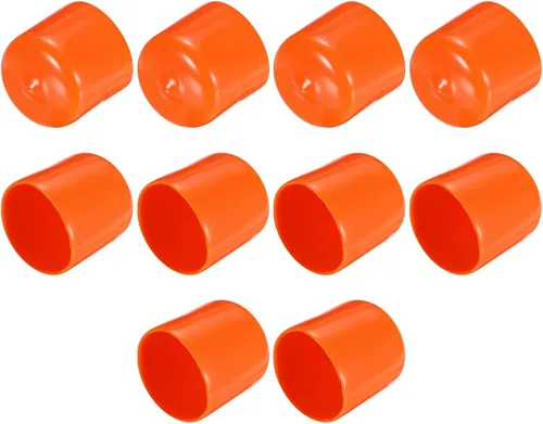 Vista 198 de uxcell 10 tapas de goma para extremos de 0.591 in de identificación, tapa de extremo redondo, protectores de rosca de tornillo, color negro