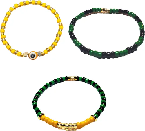 Vista 10 de Juego de 3 pulseras de cuerda elástica de santería de ojo malvado hechas a mano Obatala Oshun Yemaya Orula Elegua Oya Ogun Ochosi Shango Babalu Aye