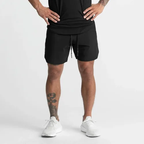 Vista 5 de Traje de baño para hombre, pantalones cortos de entrenamiento para hombre, de secado rápido, pantalones cortos activos de 5 pulgadas con bolsillos