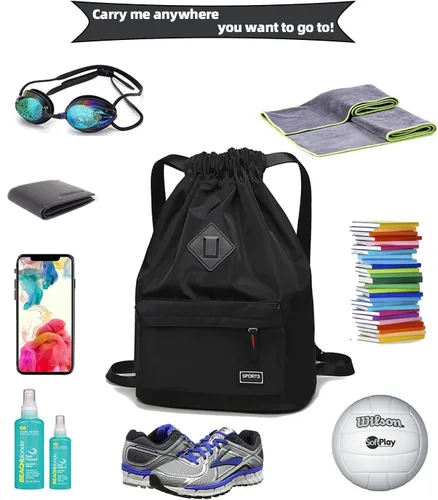 Vista 9 de Peicees - Mochila tipo bolsa deportiva, ligera, impermeable con jareta para hombre y mujer