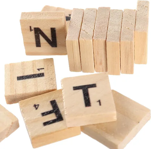 Vista 5 de 1200 azulejos de madera Scrabble con letras de madera, letras de Scrabble de madera, azulejos de letras para manualidades, decoración de bricolaje