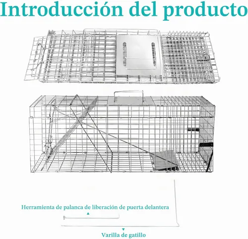 Vista 3 de Trampa de jaula para animales vivos, 37 "x 13" x 14.5" trampa para gatos