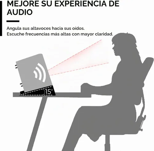 Vista 4 de HumanCentric Soporte de altavoz de escritorio para altavoces medianos, elevador en ángulo de silicona antivibración para computadora, estantería